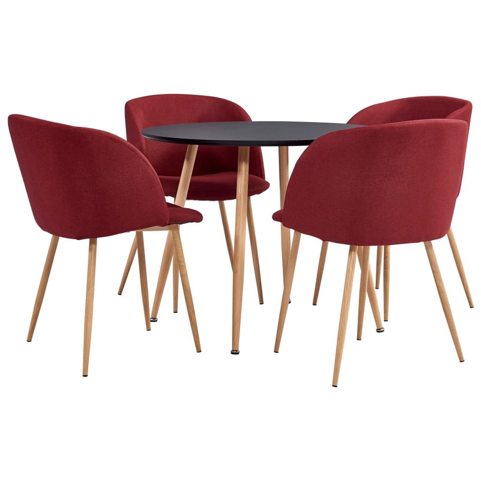 Ensemble de salle à manger 5 pcs Tissu Rouge bordeaux 6 - Photo n°1