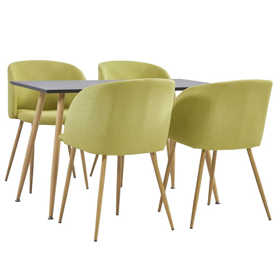 Ensemble de salle à manger 5 pcs Tissu Vert 5 - Photo n°1
