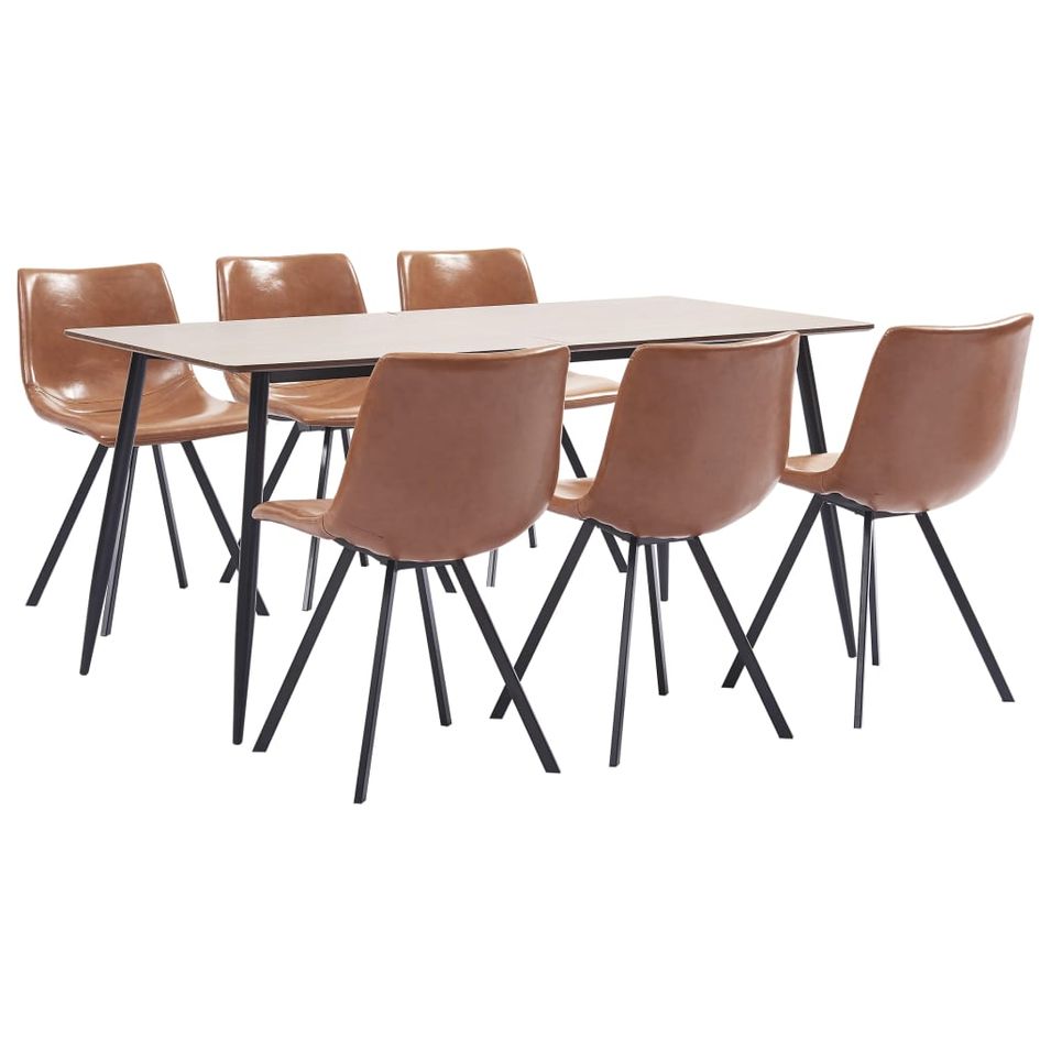 Ensemble de salle à manger 7 pcs Cognac Similicuir 13 - Photo n°1
