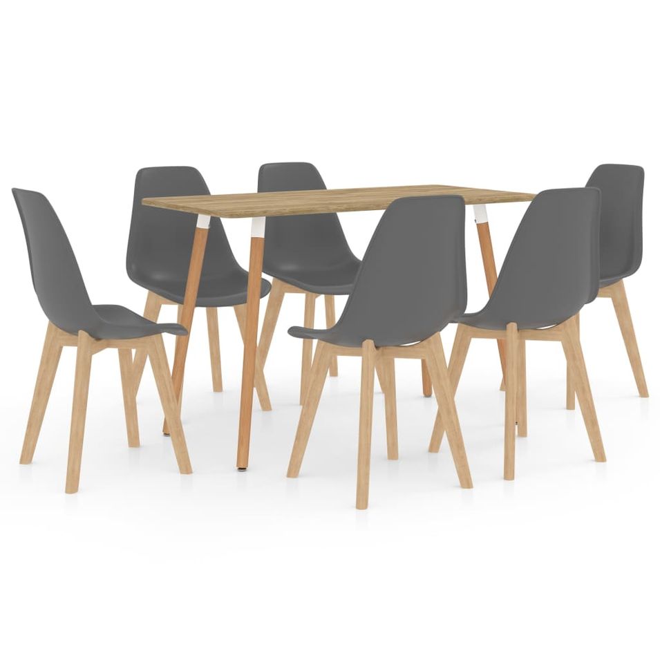 Ensemble de salle à manger 7 pcs Gris 11 - Photo n°1