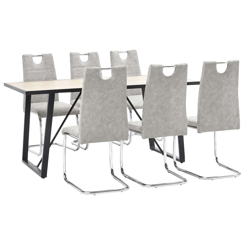 Ensemble de salle à manger 7 pcs Gris clair Similicuir 40 - Photo n°1