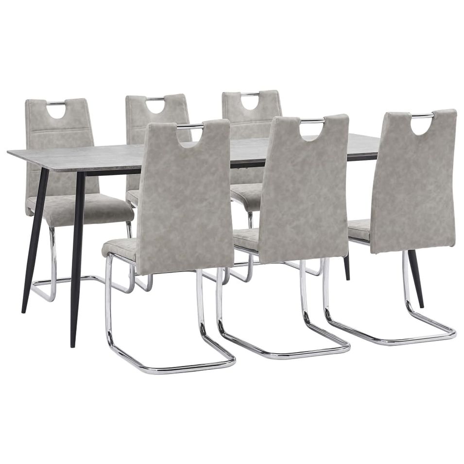 Ensemble de salle à manger 7 pcs Gris clair Similicuir 27 - Photo n°1