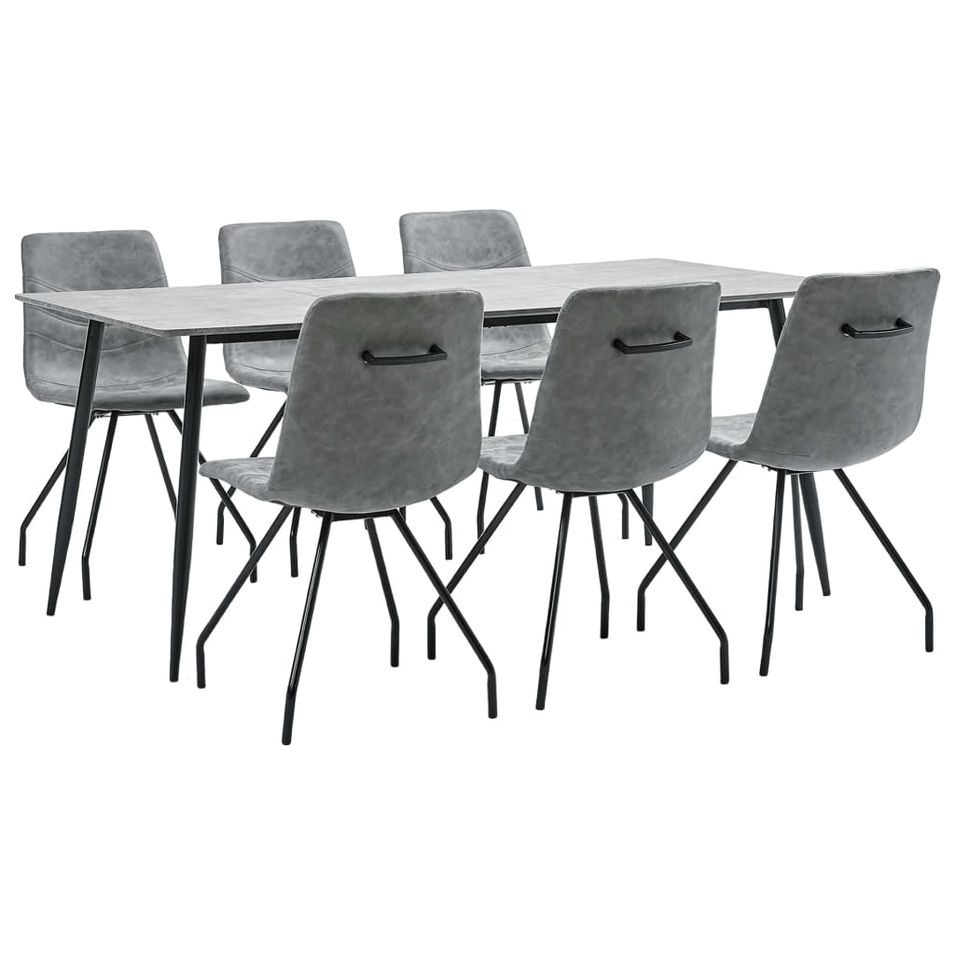 Ensemble de salle à manger 7 pcs Gris foncé Similicuir 3 - Photo n°1