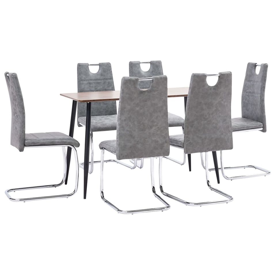 Ensemble de salle à manger 7 pcs Gris Similicuir 27 - Photo n°1