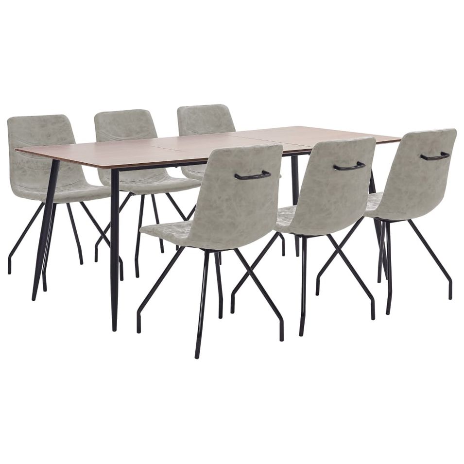 Ensemble de salle à manger 7 pcs Gris Similicuir 9 - Photo n°1