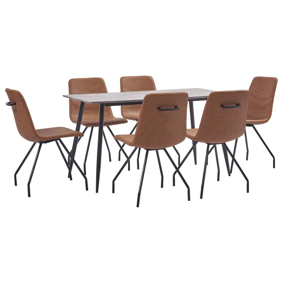 Ensemble de salle à manger 7 pcs Marron Similicuir 38 - Photo n°1