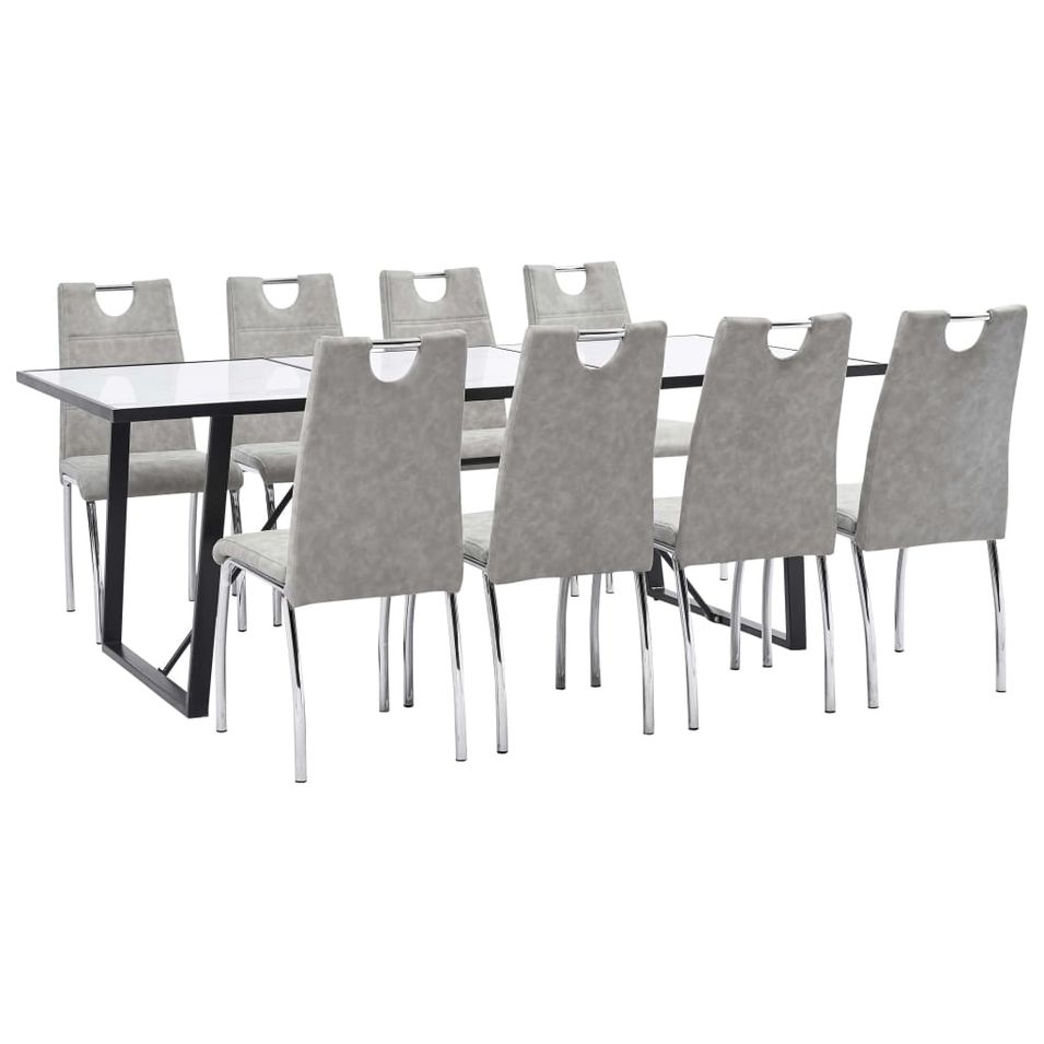 Ensemble de salle à manger 9 pcs Gris clair Similicuir 27 - Photo n°1