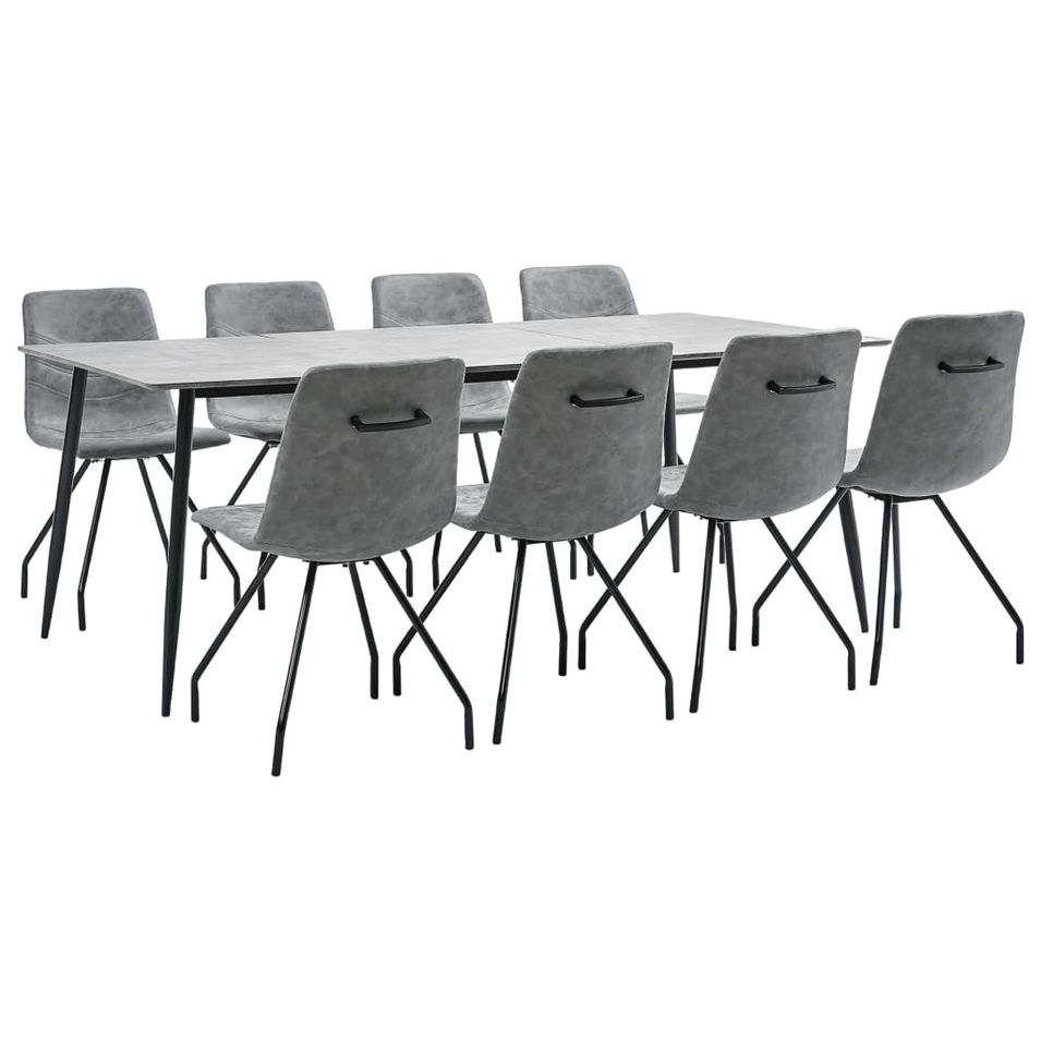 Ensemble de salle à manger 9 pcs Gris foncé Similicuir 2 - Photo n°1