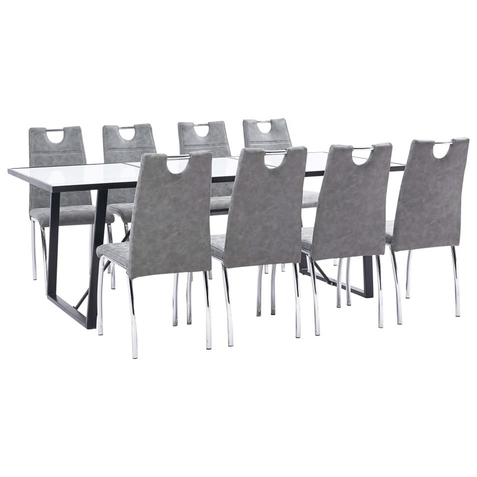 Ensemble de salle à manger 9 pcs Gris Similicuir 41 - Photo n°1