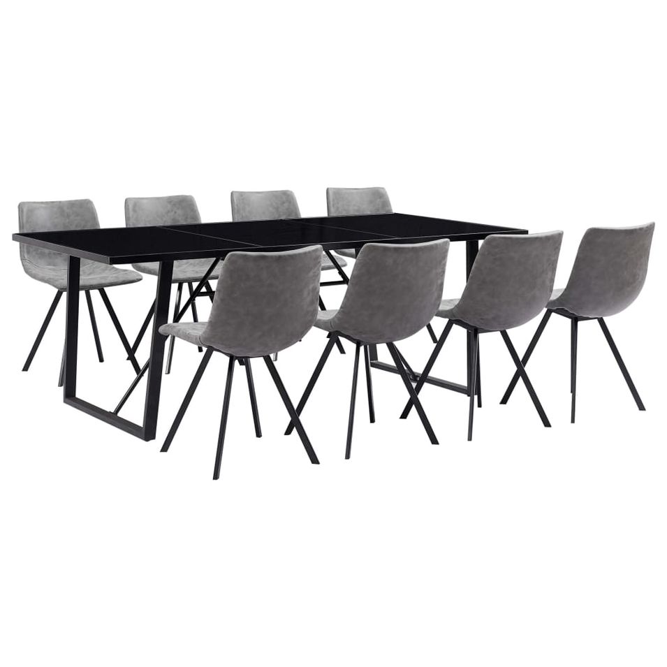 Ensemble de salle à manger 9 pcs Gris Similicuir 44 - Photo n°1