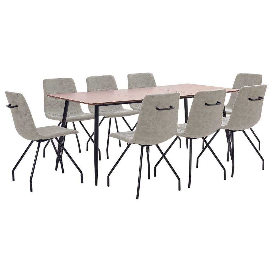 Ensemble de salle à manger 9 pcs Gris Similicuir 5 - Photo n°1