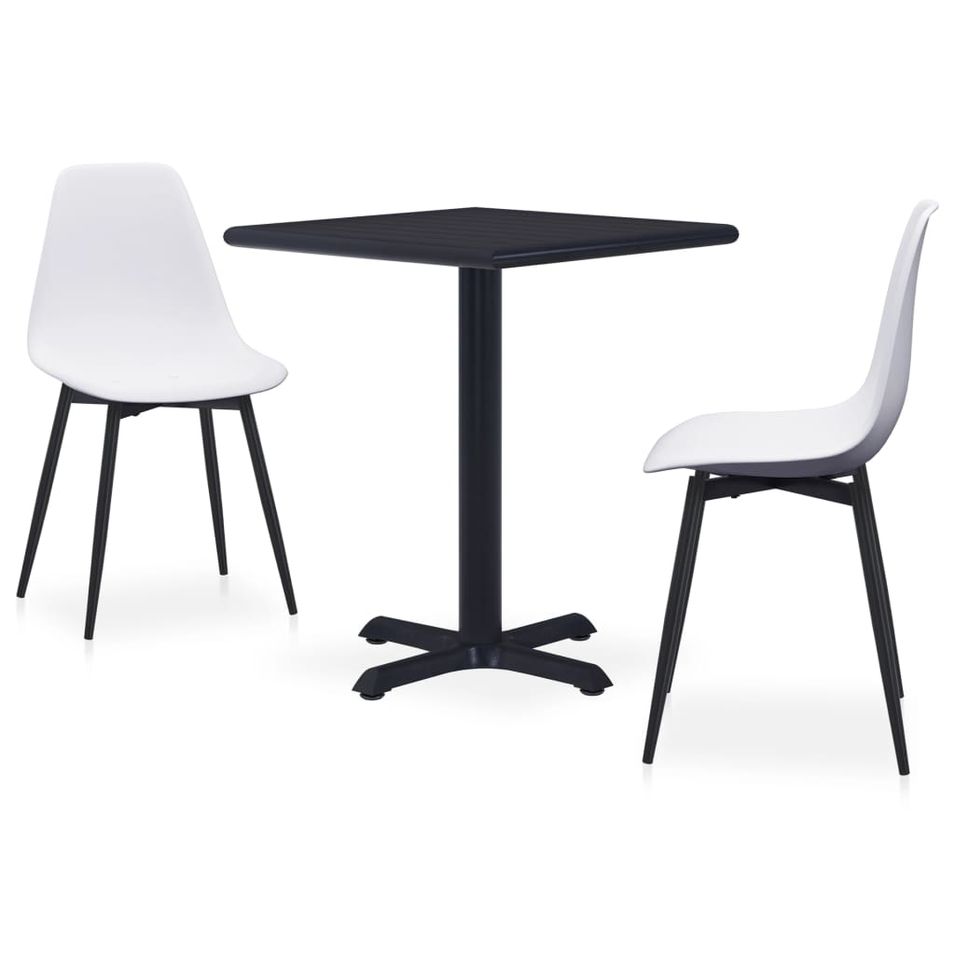 Ensemble de salle à manger d'extérieur 3 pcs Métal et PP Blanc - Photo n°1