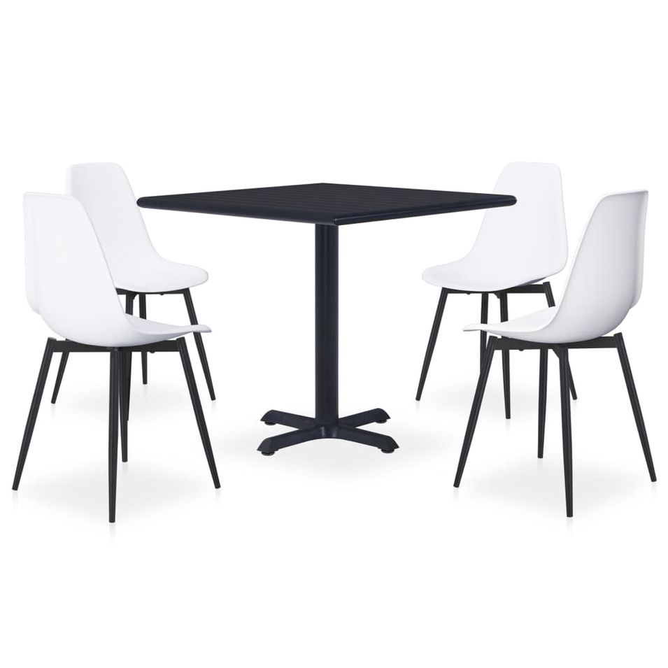 Ensemble de salle à manger d'extérieur 5 pcs Métal et PP Blanc - Photo n°1