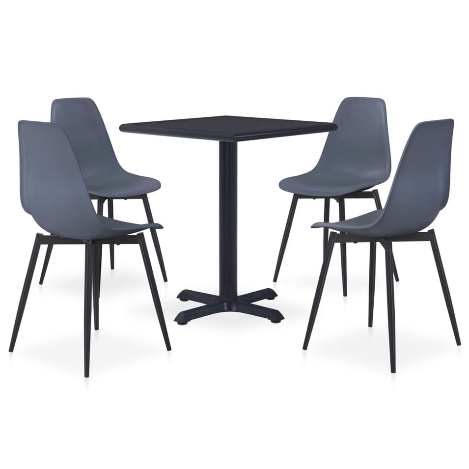 Ensemble de salle à manger d'extérieur 5 pcs Métal et PP Gris 2 - Photo n°1