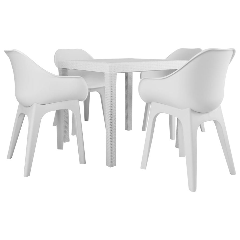Ensemble de salle à manger d'extérieur 5 pcs Plastique Blanc 3 - Photo n°1