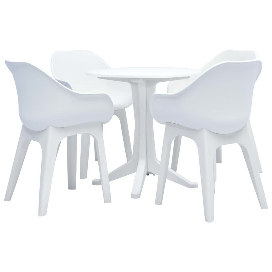 Ensemble de salle à manger d'extérieur 5 pcs Plastique Blanc 4 - Photo n°1