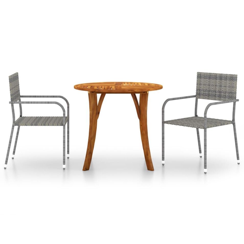 Ensemble de salle à manger de jardin 3 pcs Gris 3 - Photo n°1