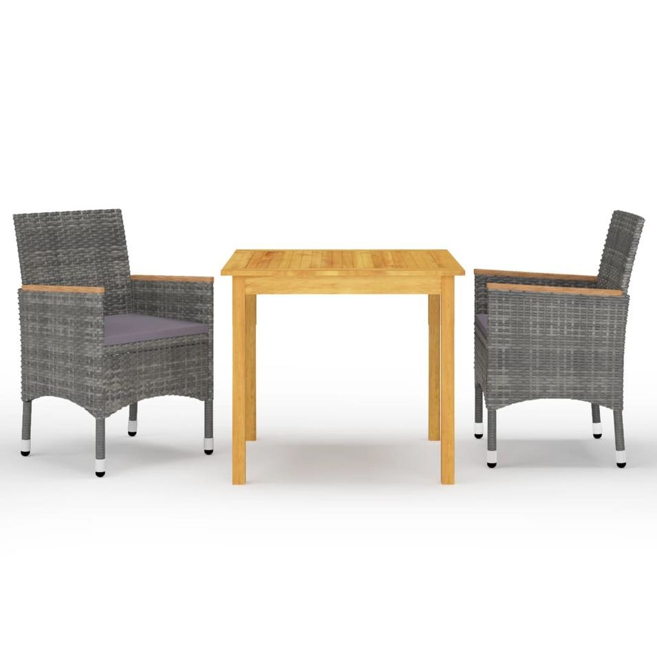 Ensemble de salle à manger de jardin 3 pcs Gris 12 - Photo n°1