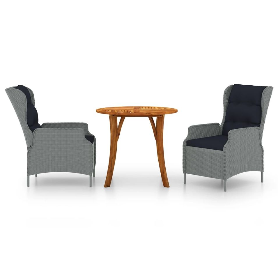 Ensemble de salle à manger de jardin 3 pcs Gris clair 7 - Photo n°1