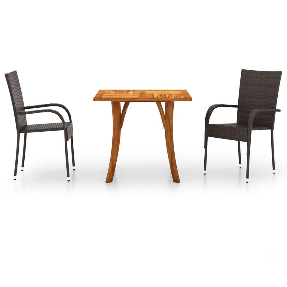 Ensemble de salle à manger de jardin 3 pcs Marron 25 - Photo n°1