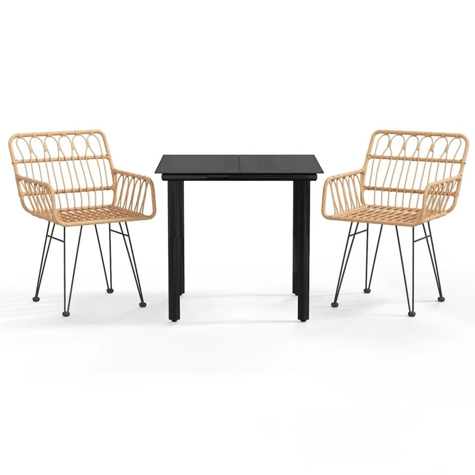 Ensemble de salle à manger de jardin 3 pcs Résine tressée - Photo n°1