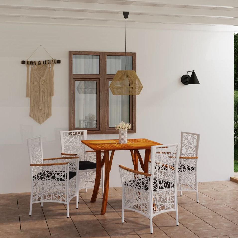 Ensemble de salle à manger de jardin 5 pcs Blanc 4 - Photo n°1