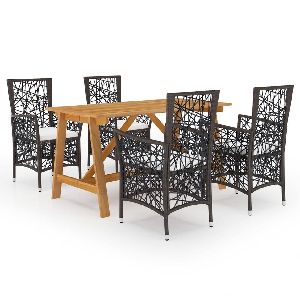 Ensemble de salle à manger de jardin 5 pcs Marron 77 - Photo n°1