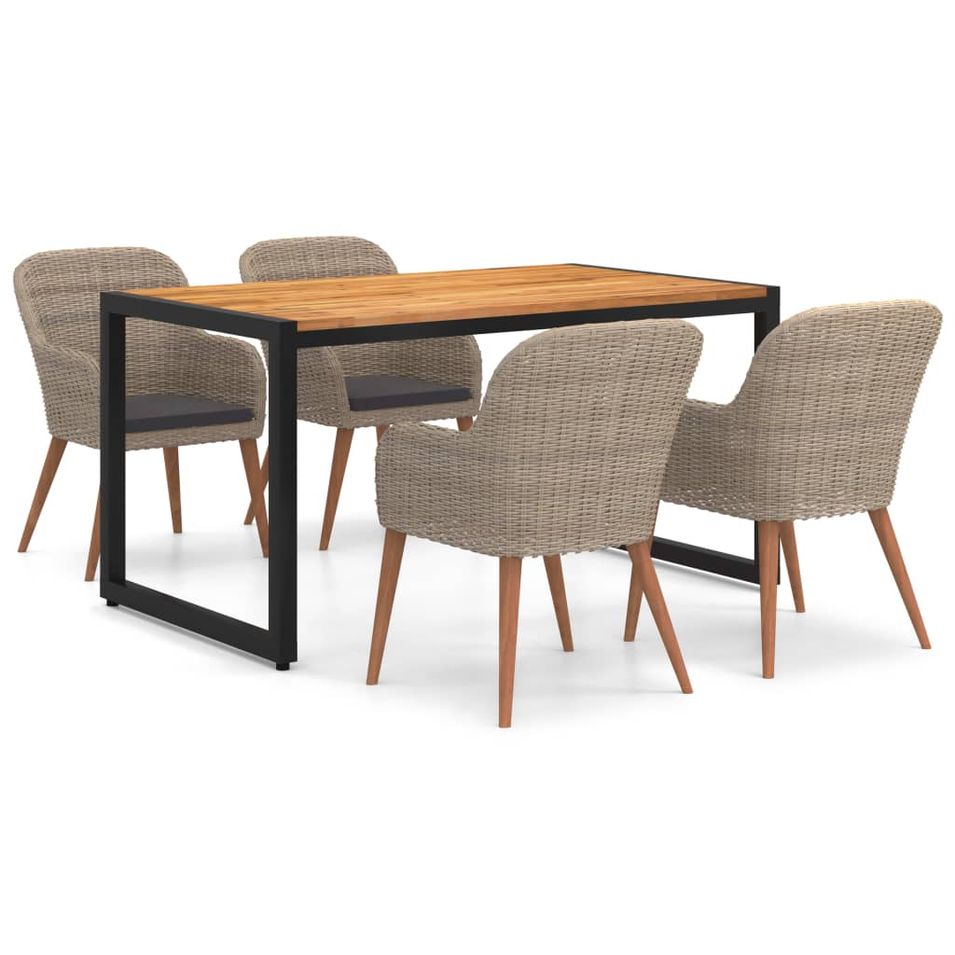 Ensemble de salle à manger de jardin 5 pcs Marron 44 - Photo n°1