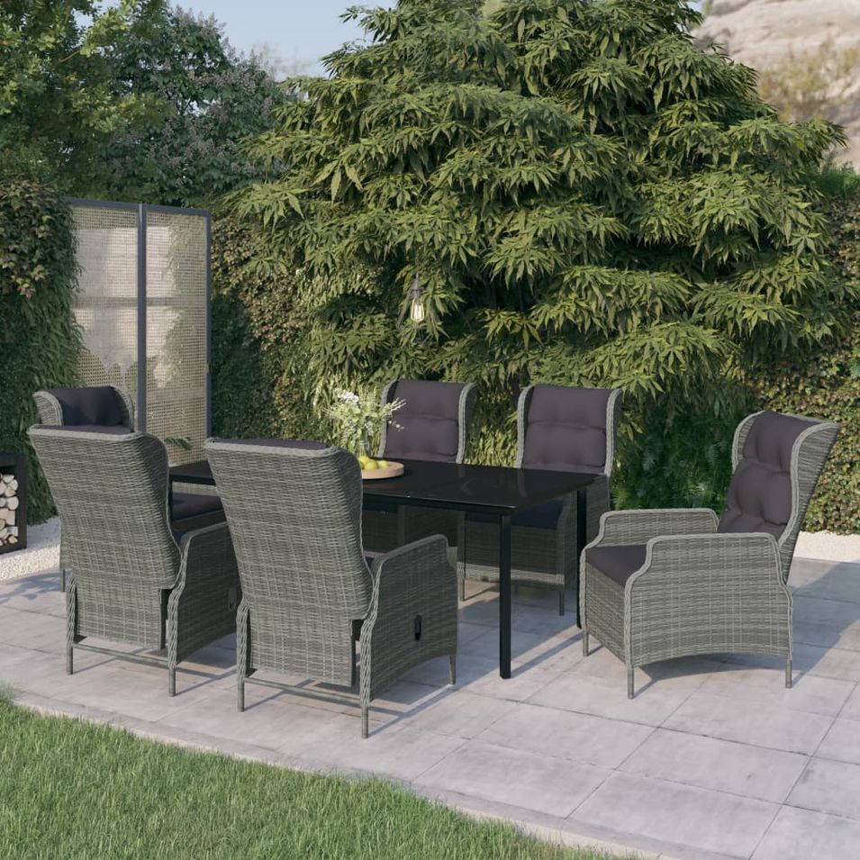 Ensemble de salle à manger de jardin 7 pcs Gris clair - Photo n°1