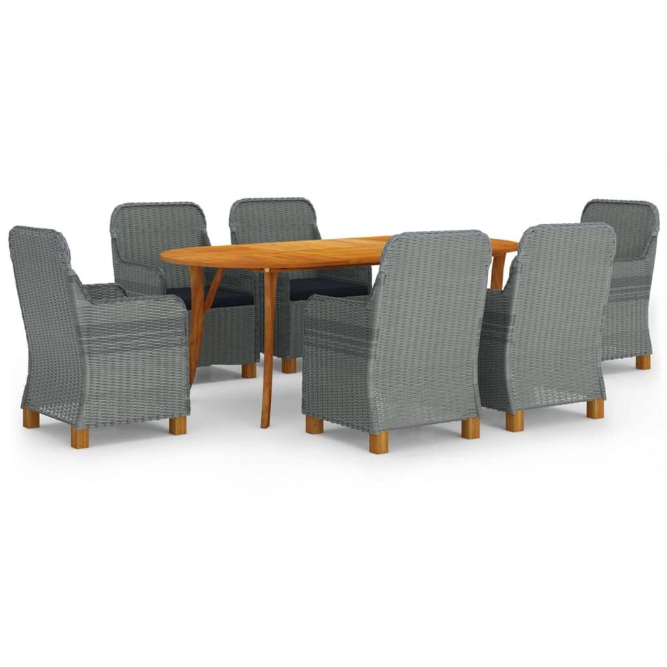 Ensemble de salle à manger de jardin 7 pcs Gris clair 18 - Photo n°1