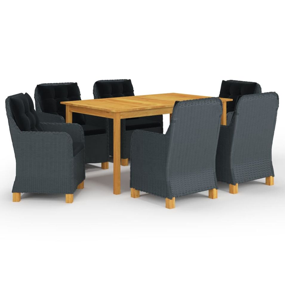 Ensemble de salle à manger de jardin 7 pcs Gris foncé 14 - Photo n°1