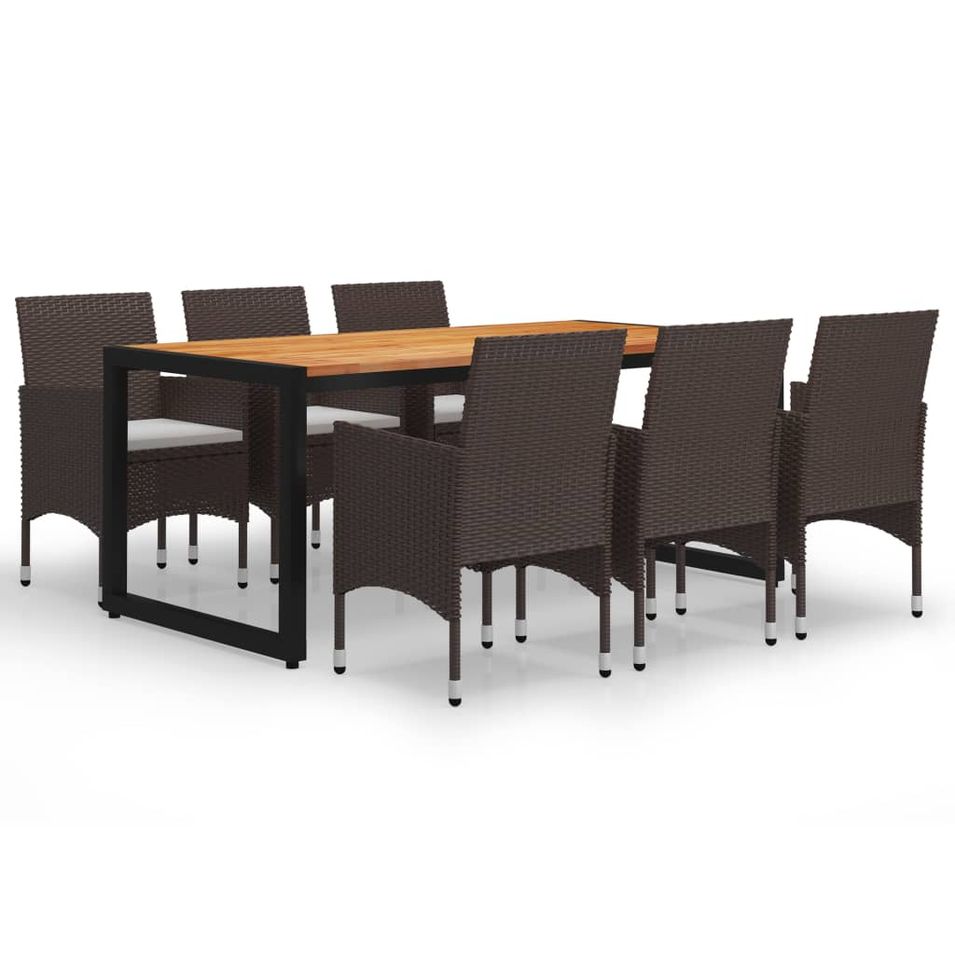 Ensemble de salle à manger de jardin 7 pcs Marron 26 - Photo n°1