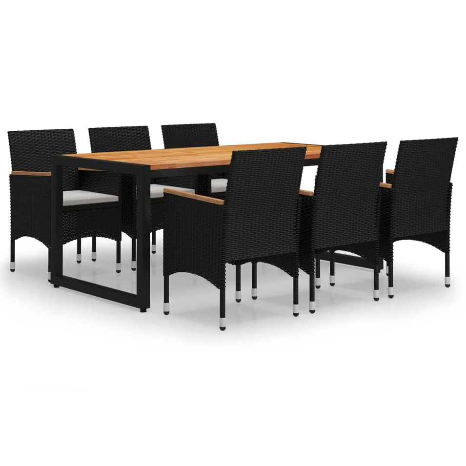 Ensemble de salle à manger de jardin 7 pcs Noir 75 - Photo n°1