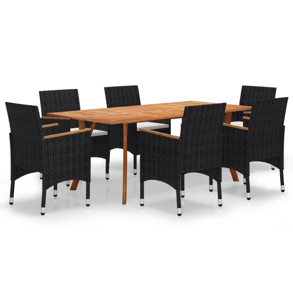 Ensemble de salle à manger de jardin 7 pcs Noir 113 - Photo n°1