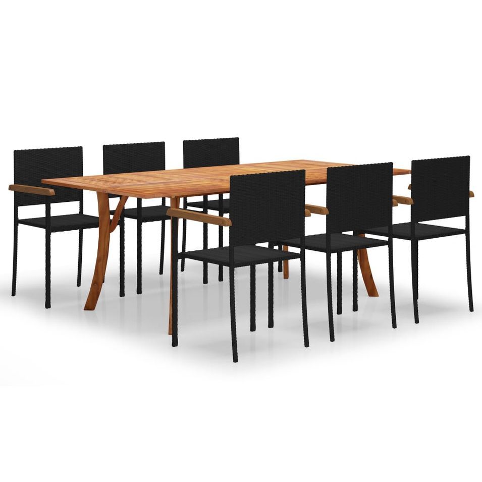Ensemble de salle à manger de jardin 7 pcs Noir 103 - Photo n°1
