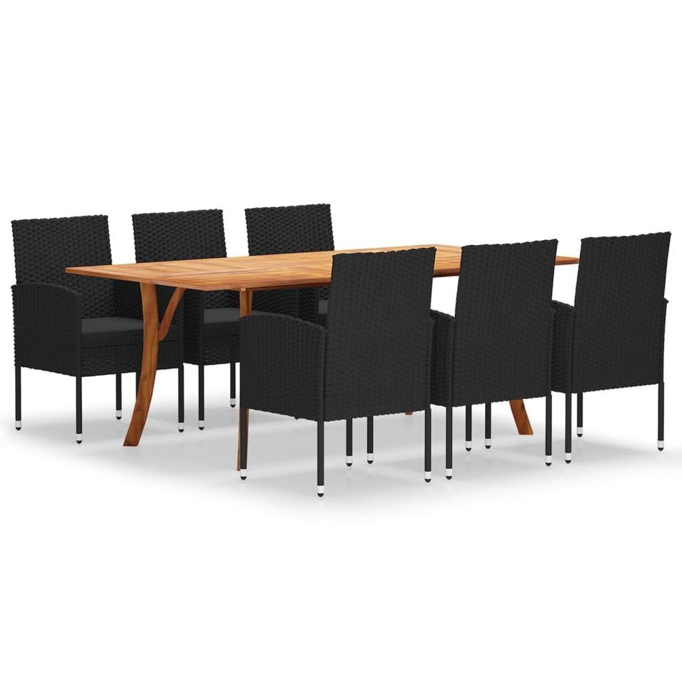 Ensemble de salle à manger de jardin 7 pcs Noir 126 - Photo n°1