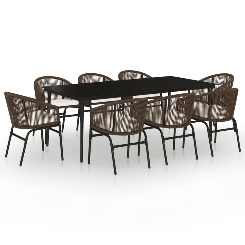 Ensemble de salle à manger de jardin 9 pcs Marron 4 - Photo n°1