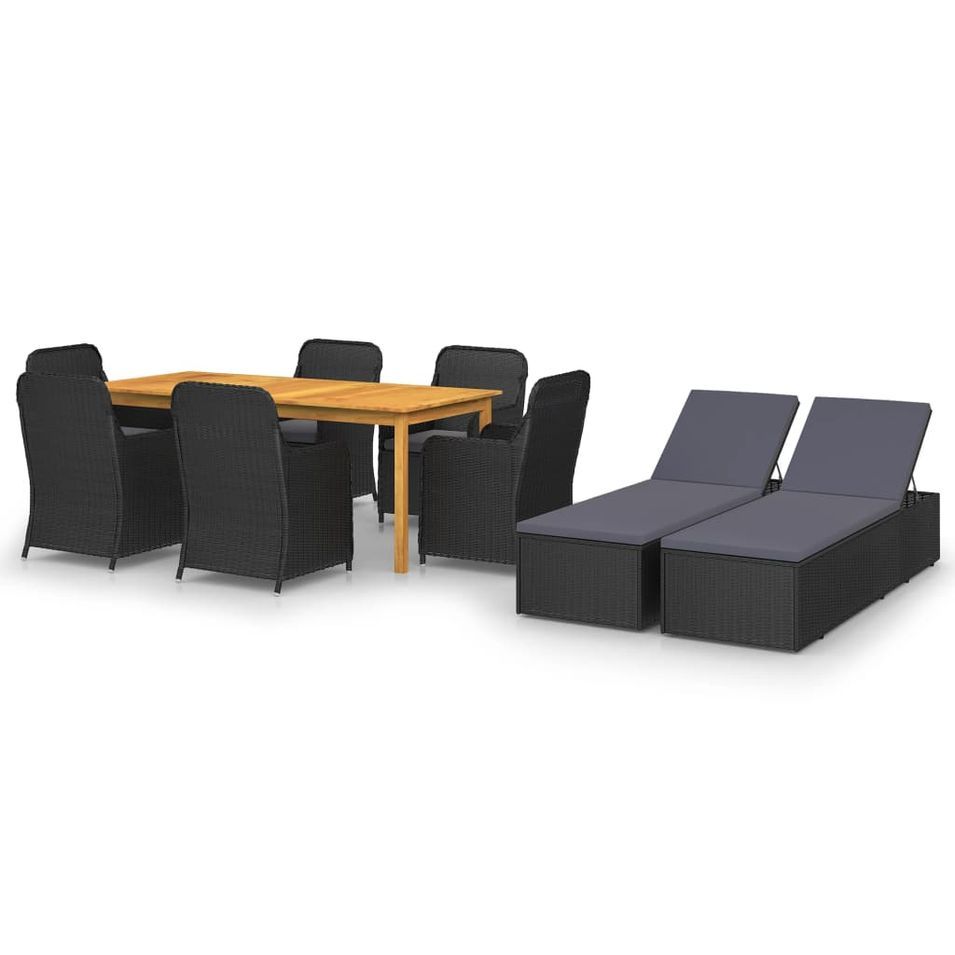 Ensemble de salle à manger de jardin 9 pcs Noir 33 - Photo n°1