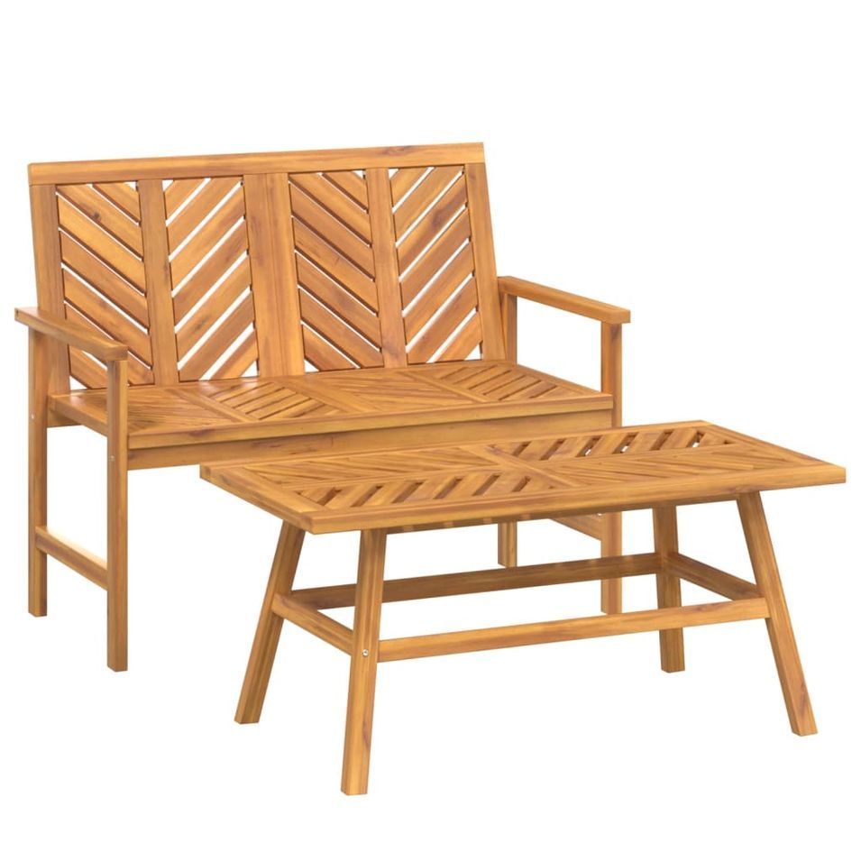 Ensemble de salon de jardin 2 pcs bois d'acacia solide - Photo n°1