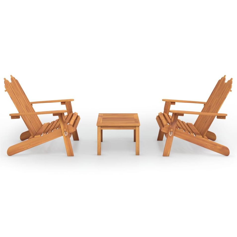 Ensemble de salon de jardin Adirondack 3 pcs bois acacia solide - Photo n°1