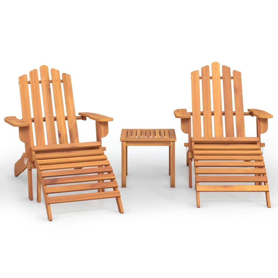 Ensemble de salon de jardin Adirondack 3 pcs bois acacia solide - Photo n°1