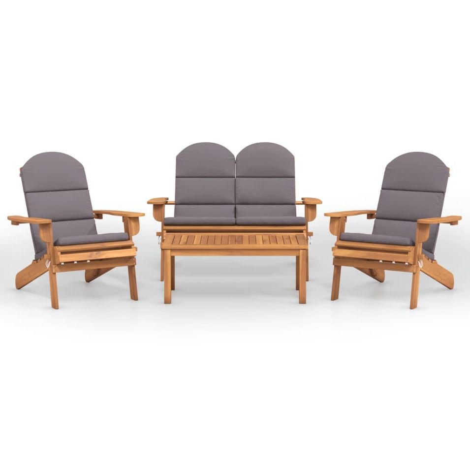 Ensemble de salon de jardin Adirondack 4 pcs bois acacia solide - Photo n°1