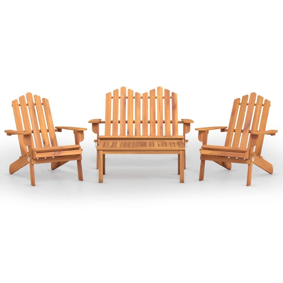 Ensemble de salon de jardin Adirondack 4 pcs bois acacia solide - Photo n°1