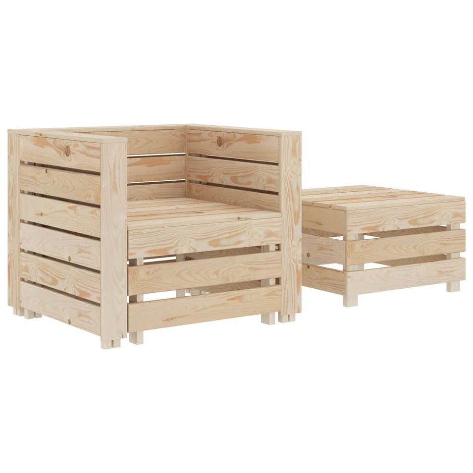 Ensemble de salon palette de jardin 2 pcs Bois - Photo n°1