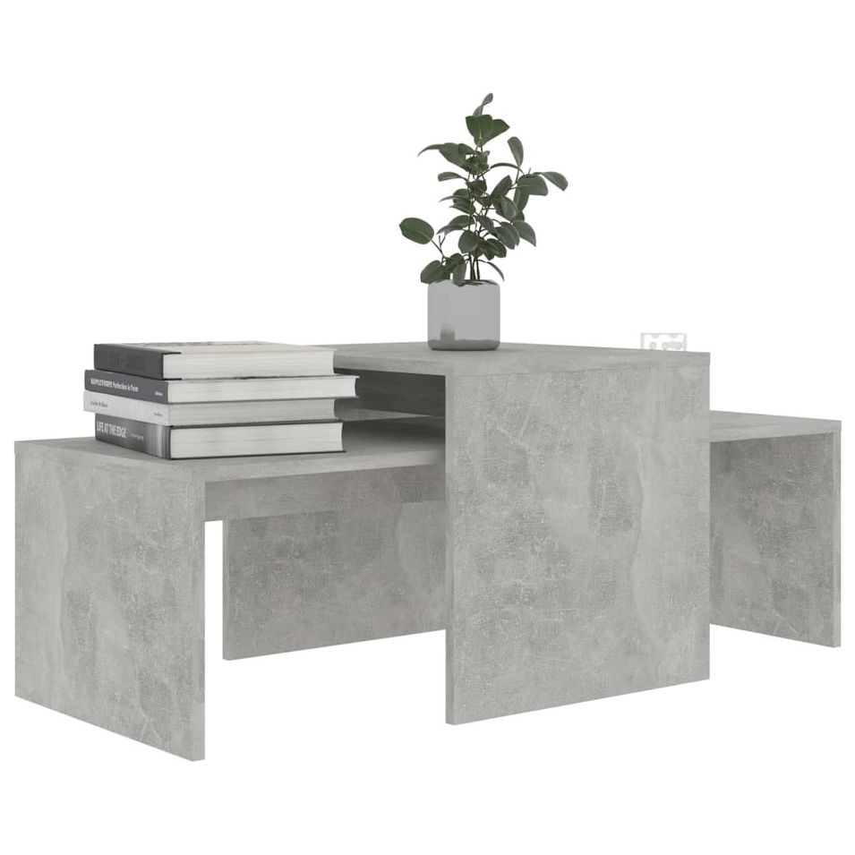 Ensemble de tables basses Gris béton 100x48x40 cm - Photo n°1
