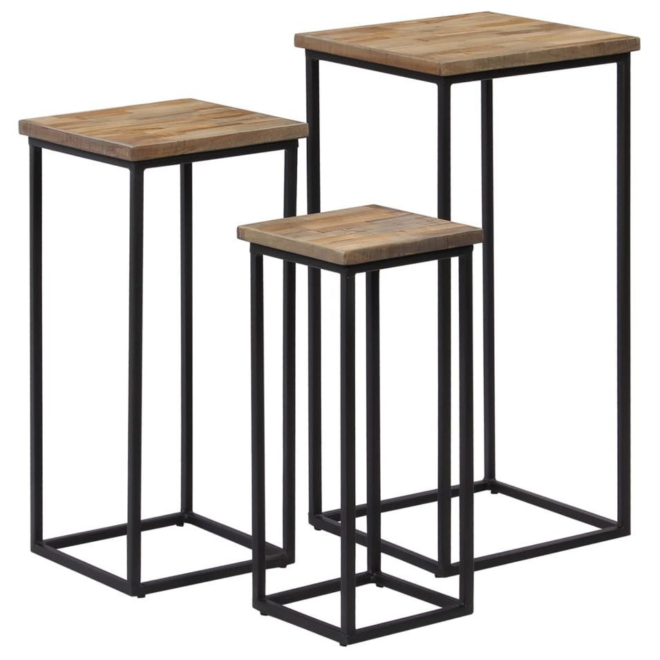 Ensemble de tables pour plante 3 pcs Teck recyclé - Photo n°1