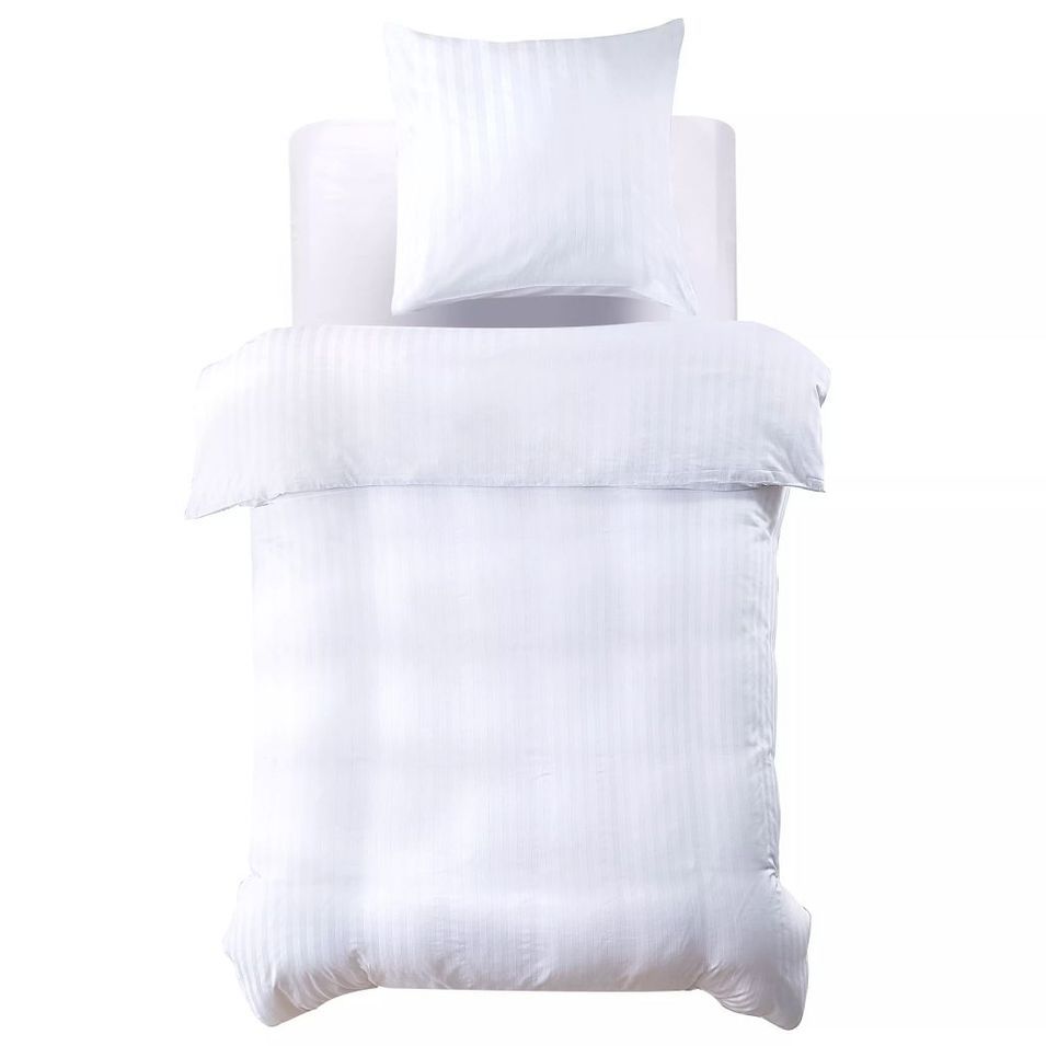 Ensemble housse de couette Satin de coton Blanc 155x220/80x80cm - Photo n°1