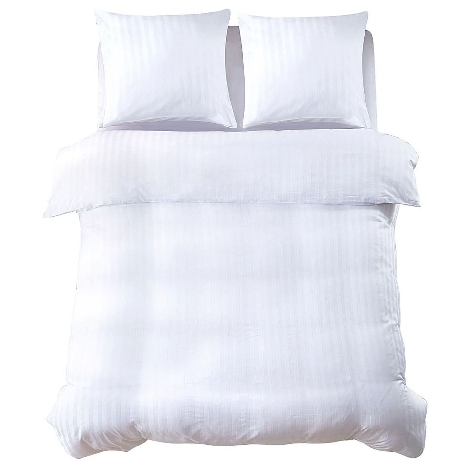 Ensemble housse de couette Satin de coton Blanc 200x220/60x70cm - Photo n°1