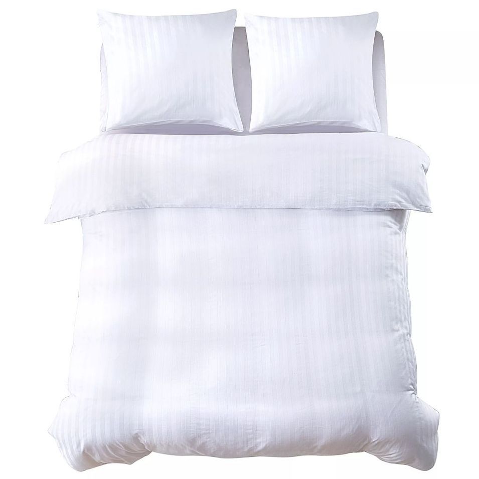 Ensemble housse de couette Satin de coton Blanc 240x220/80x80cm - Photo n°1