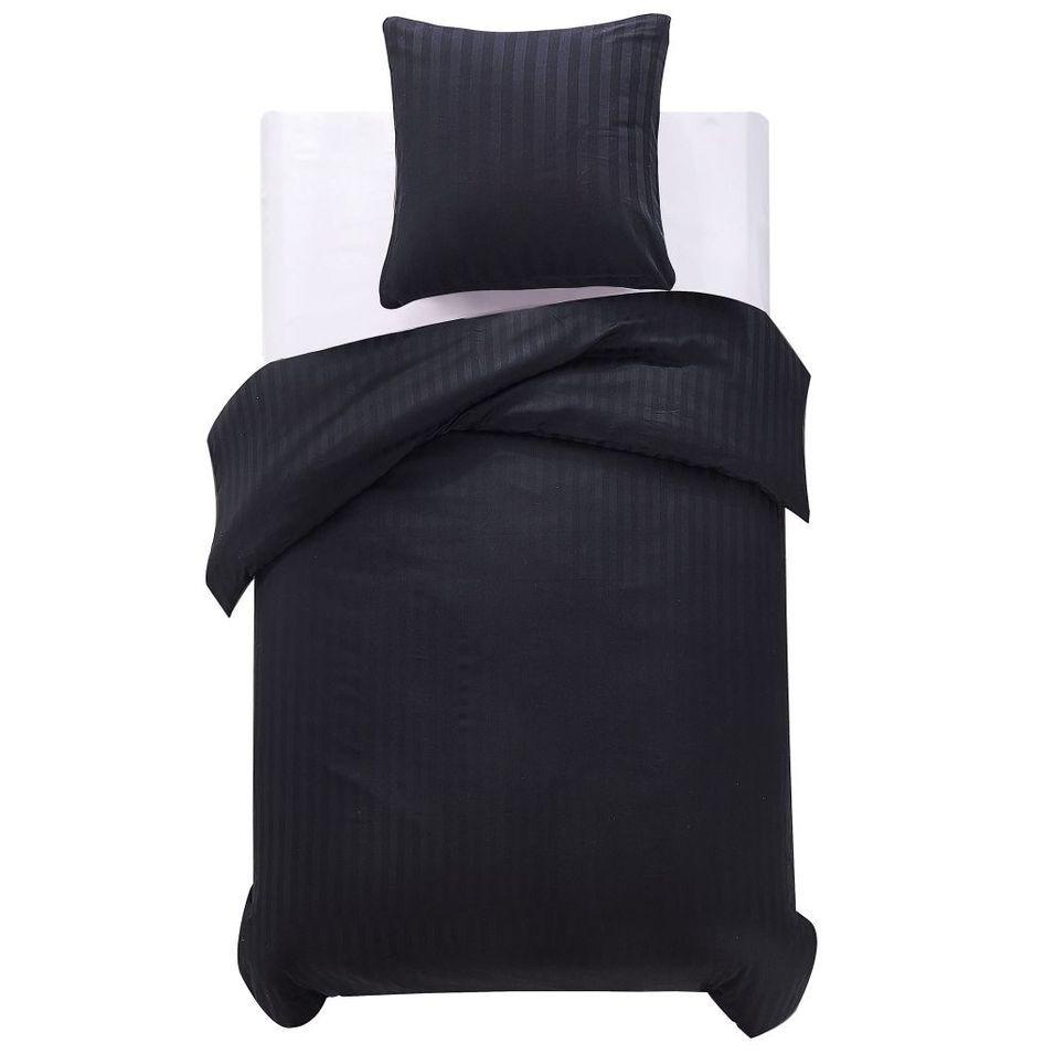 Ensemble housse de couette Satin de coton Noir 155x220/80x80 cm - Photo n°1